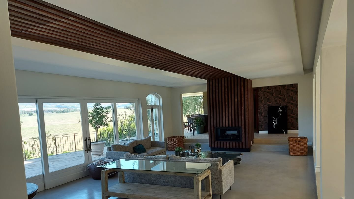 Custom timber slat feature wall built by Matt Worx